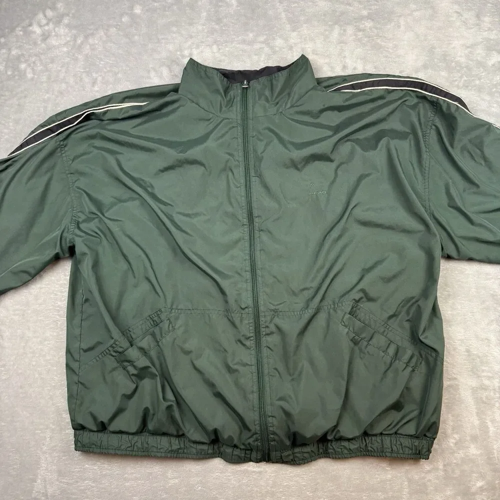 Vintage HEAD Full Zip Windbreaker Jacket Green XL Lined Lightweight Y2K